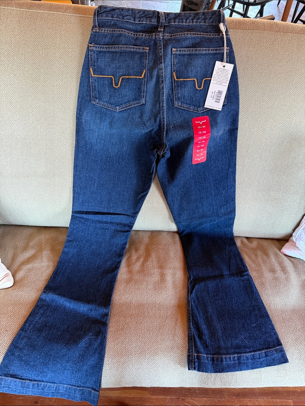 Kimes Ranch Dark Blue Flare Jeans with Contrast Stitching